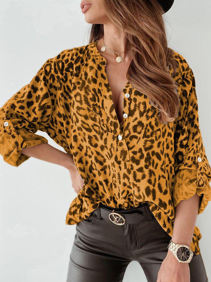 Damen Bluse im eleganten Animal-Print mit Raffungen Krohn-e