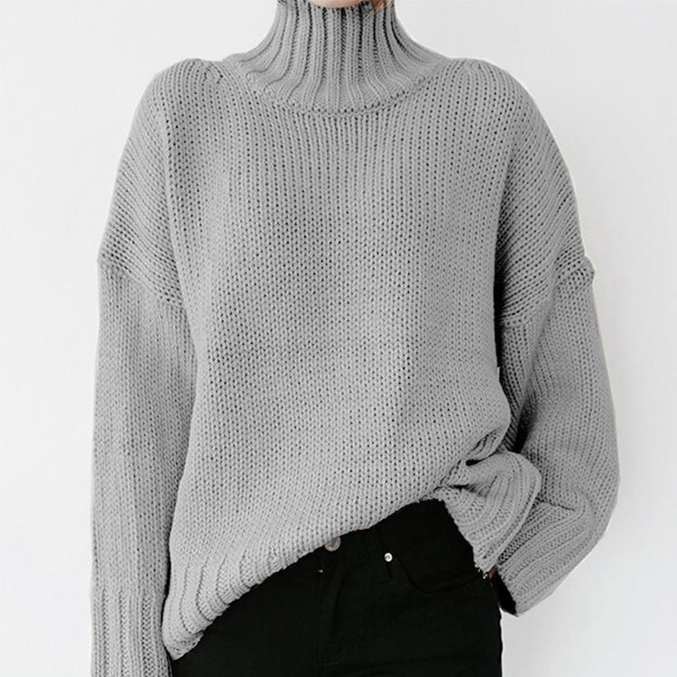 Damen Grober Strickpullover mit hohem Kragen und lässigem Schnitt Krohn-e