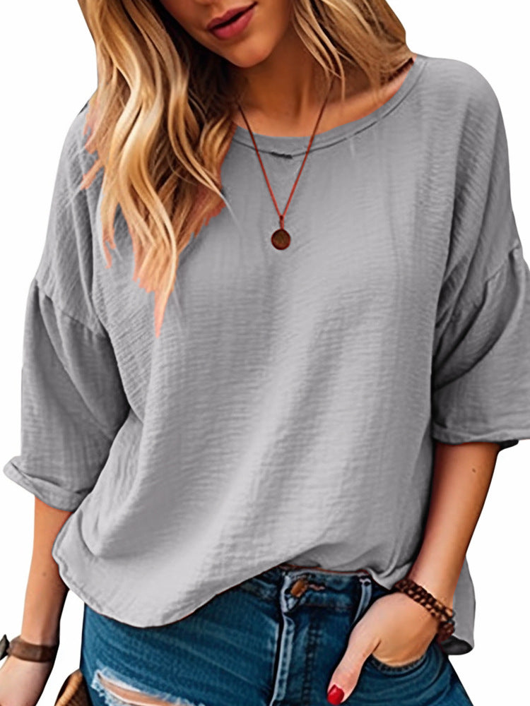 Damen lässiges Oversize-Shirt mit weitem Rundhalsausschnitt Krohn-e