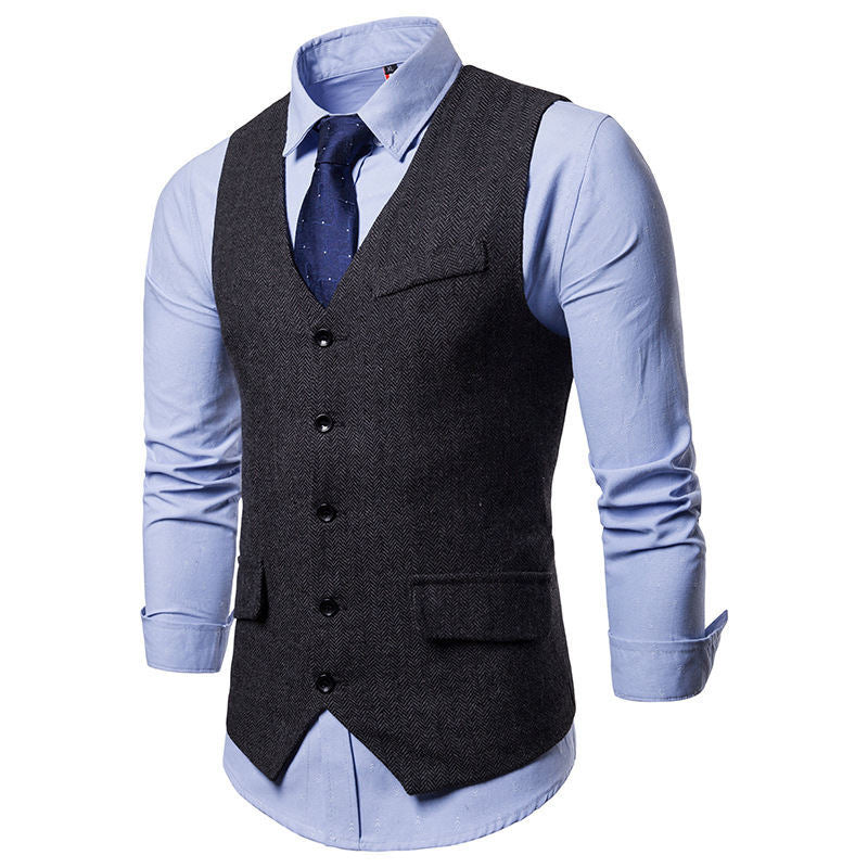 Herren elegante Weste im klassischen Herringbone-Design mit praktischen Taschen Krohn-e