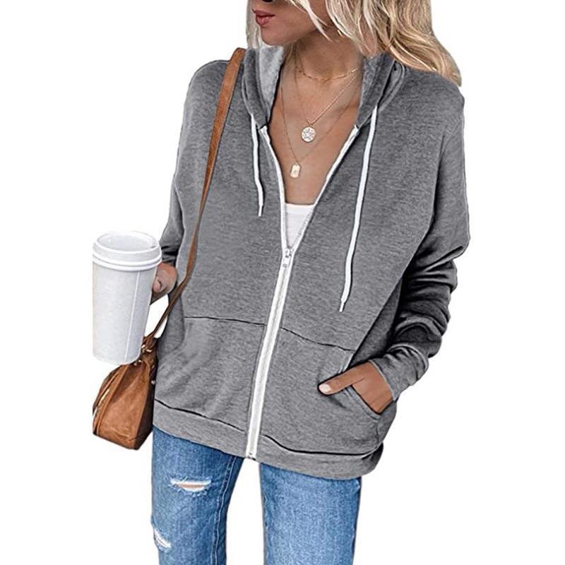 Damen Bequeme Kapuzenjacke mit durchgehendem Reißverschluss und großen Taschen Krohn-e