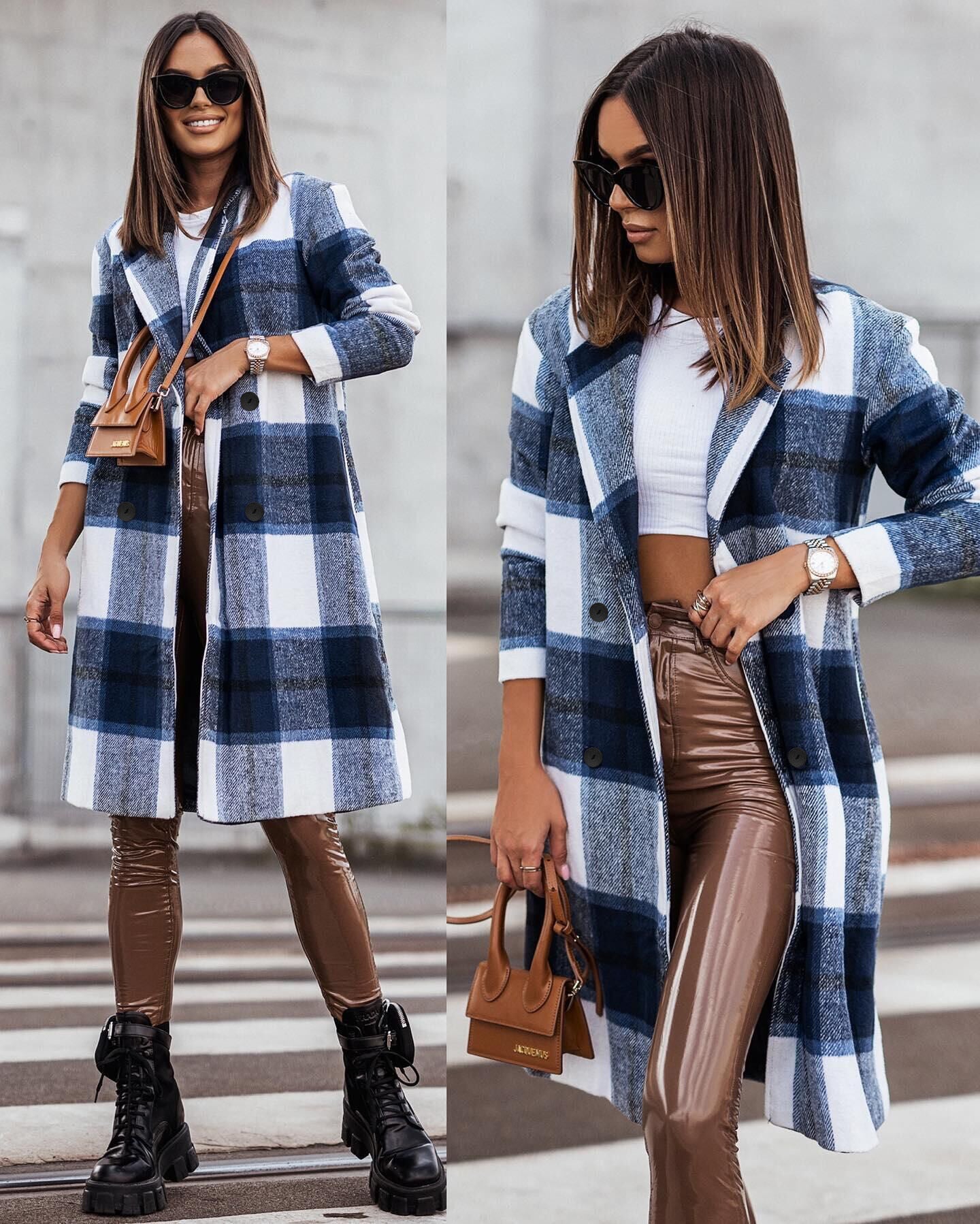 Damen Karierter Oversized-Wintermantel Krohn-e