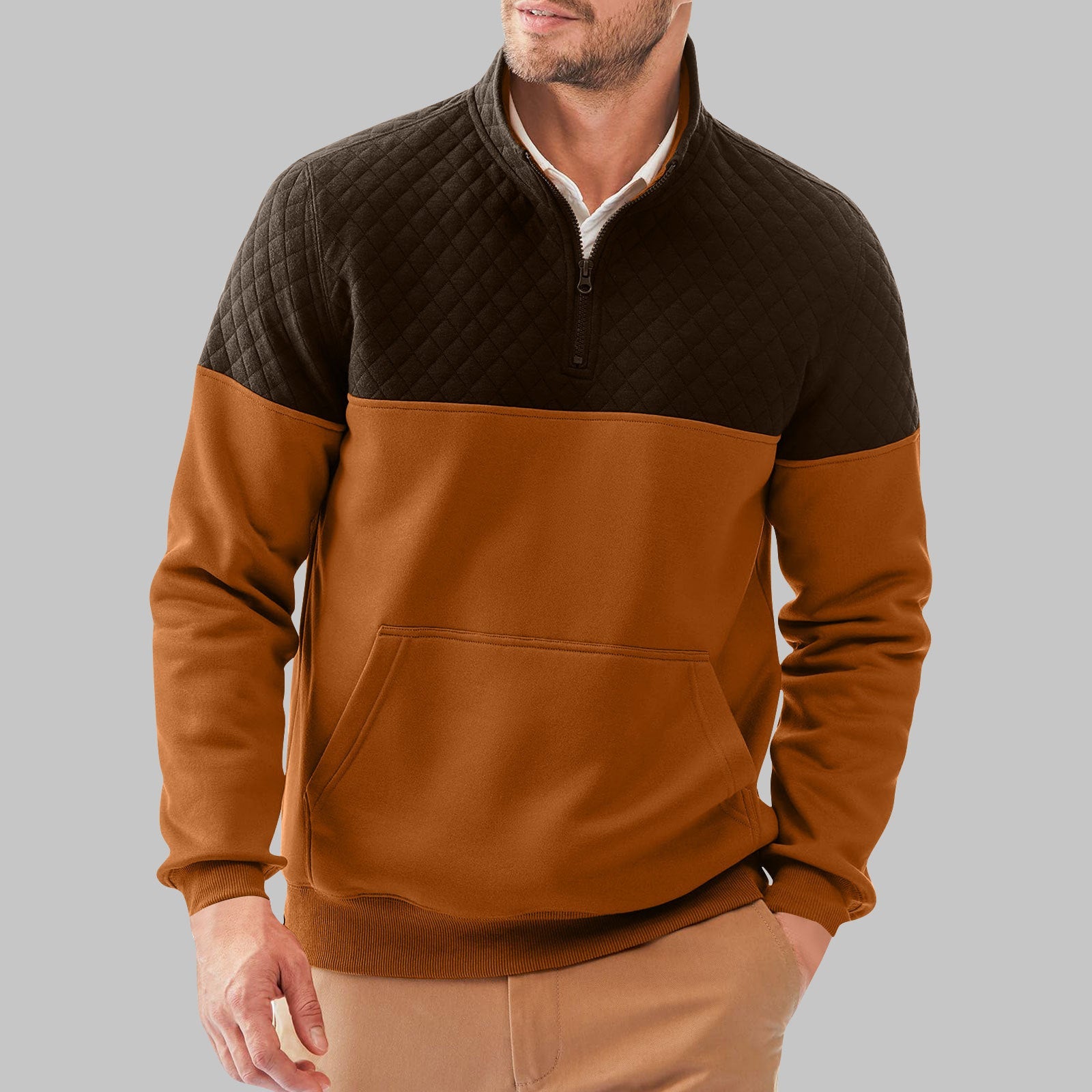 Herren Sportiver Pullover mit Stehkragen und Taschen Krohn-e