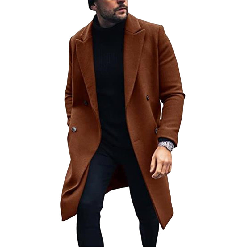 Herren moderner Langmantel mit doppelter Knopfreihe und elegantem Revers Krohn-e