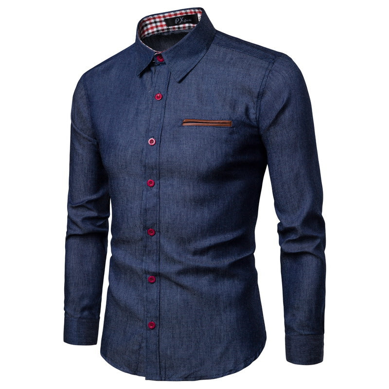 Herren klassisches Denim-Hemd mit kontrastierenden Akzenten Krohn-e