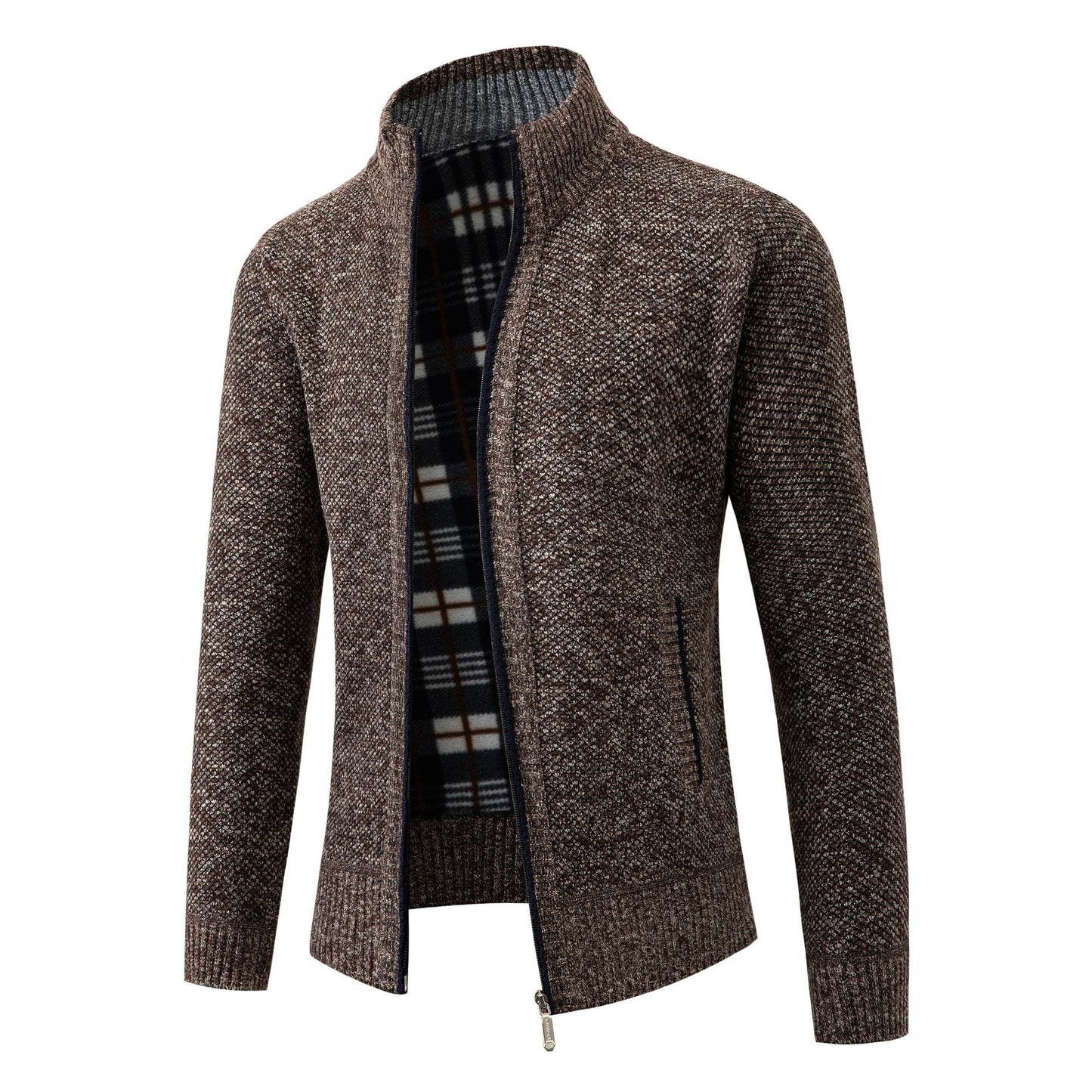 Herren Strickjacke mit modernem Stehkragen und klassischem Innenfutter Krohn-e