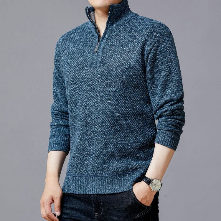 Herren Strickpullover mit modernem Stehkragen und strukturierter Oberfläche Krohn-e