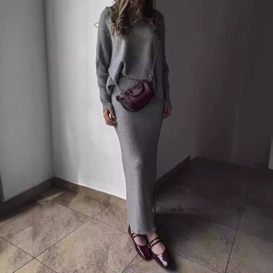 Damen Elegant gestricktes Maxikleid mit lässigem Schnitt Krohn-e