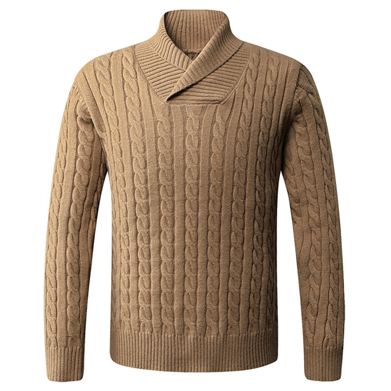 Herren Grobstrickpullover mit modernem Schalkragen und Zopfmuster Krohn-e