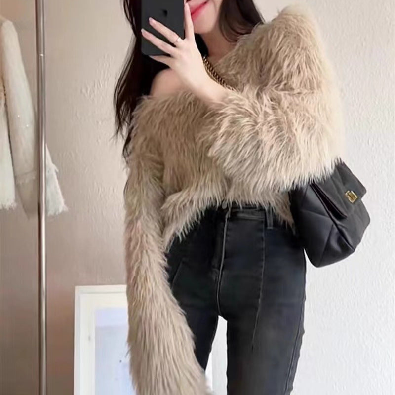 Damen Flauschiger Pullover mit lockerem Schnitt und weichen Ärmeln Krohn-e