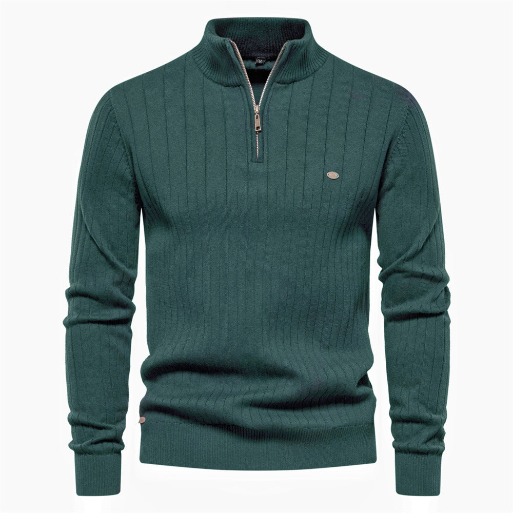 Herren Pullover mit halbem Reißverschluss und Rippstruktur Krohn-e