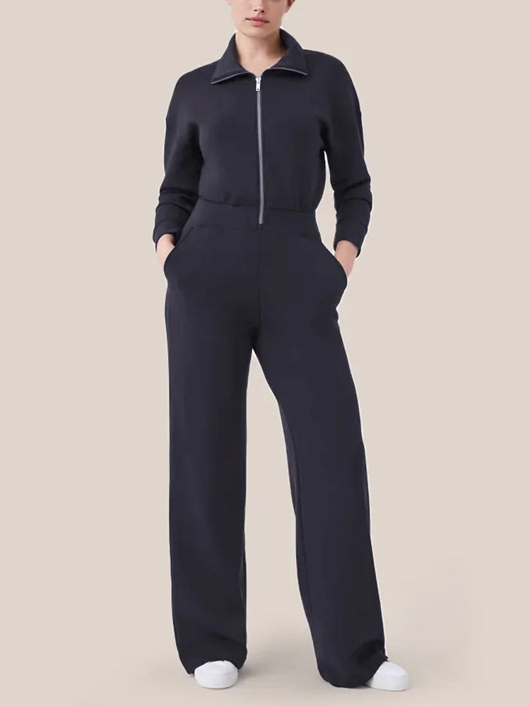 Damen Luxuriöser Lounge-Jumpsuit mit elegantem Stehkragen und praktischem Reißverschluss Krohn-e