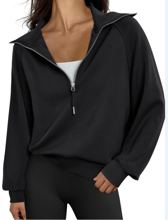 Damen lässiger Sweatpullover mit hohem Kragen und Reißverschluss Krohn-e