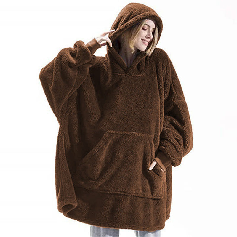 Damen oversize Fleece-Hoodie mit Kängurutasche und Kapuze Krohn-e