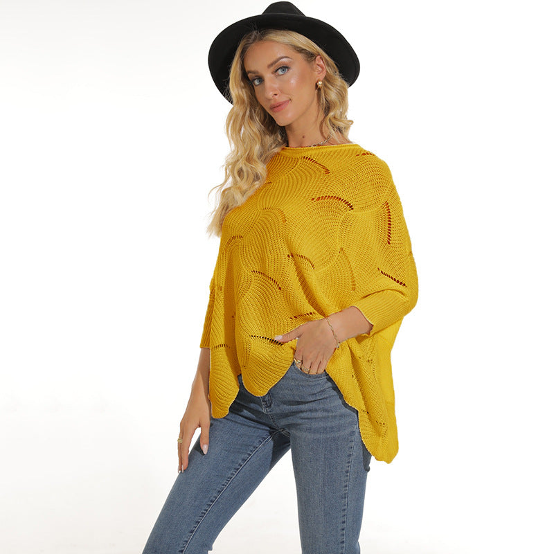 Damen lässiger Poncho aus luftiger Maschenstruktur Krohn-e
