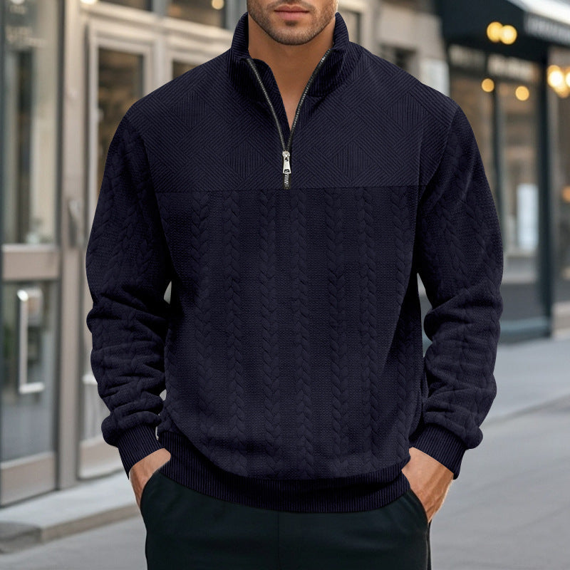 Herren Strickpullover mit modernem Stehkragen und Reißverschluss Krohn-e