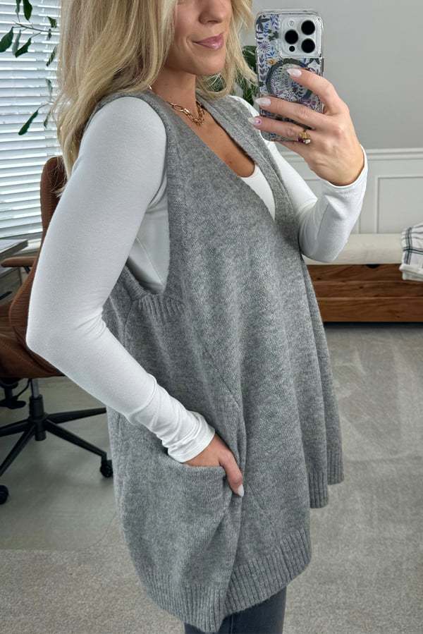 Damen Bequemer Strick-Poncho mit seitlichen Taschen Krohn-e