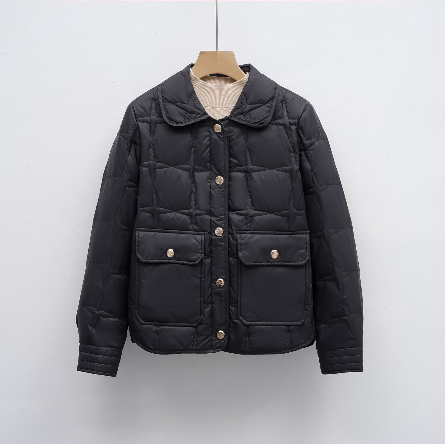 Damen modische gesteppte Jacke mit Taschen und Knopfverschluss Krohn-e