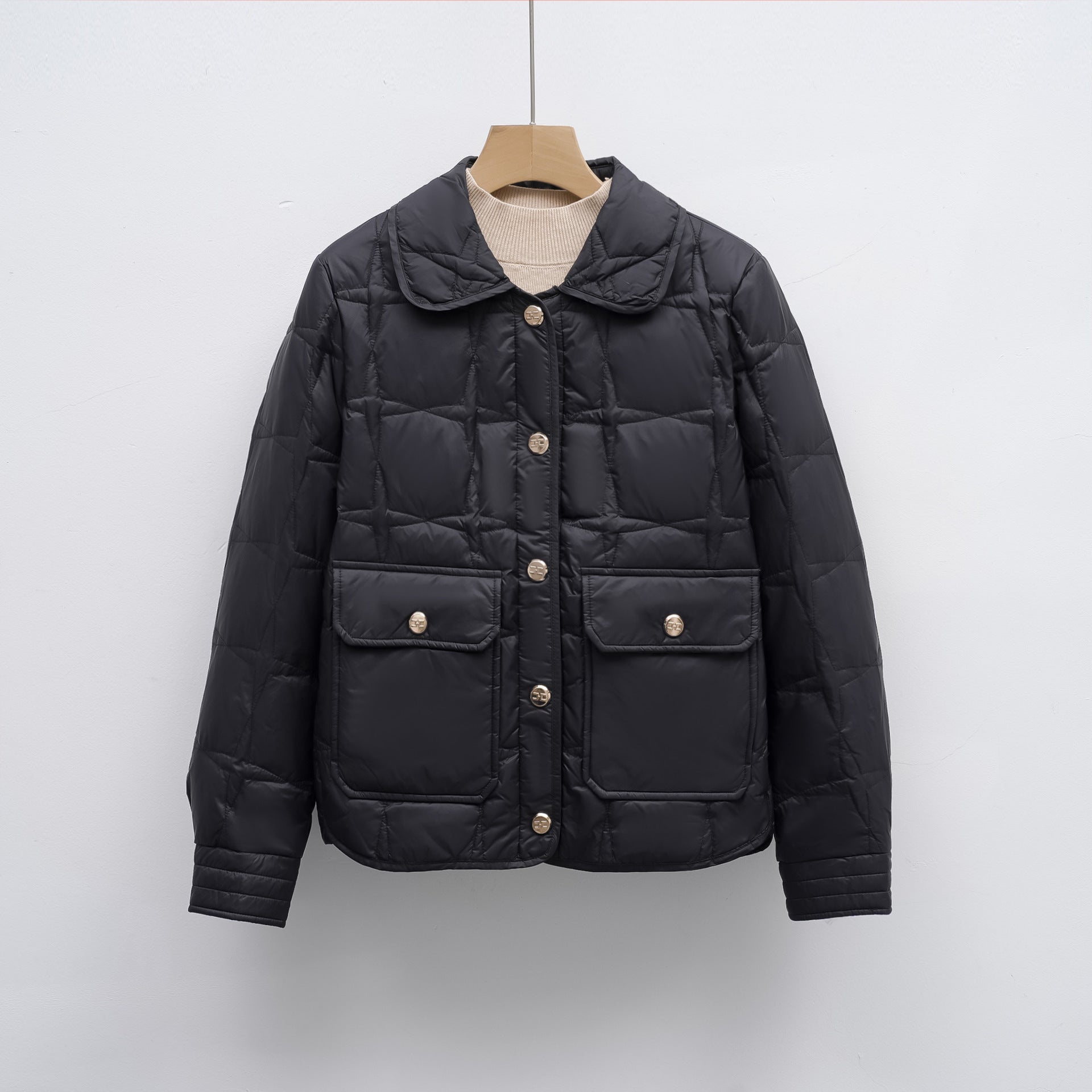Damen modische gesteppte Jacke mit Taschen und Knopfverschluss Krohn-e