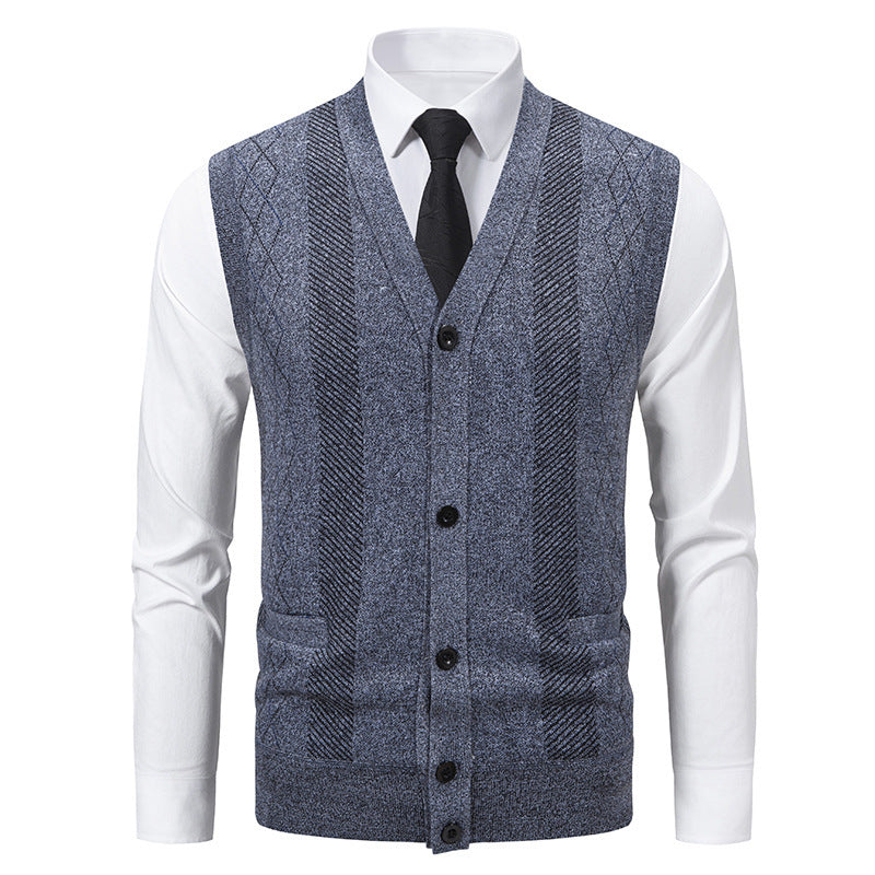Herren Strickjacke mit klassischem V-Ausschnitt und feinem Zopfmuster Krohn-e