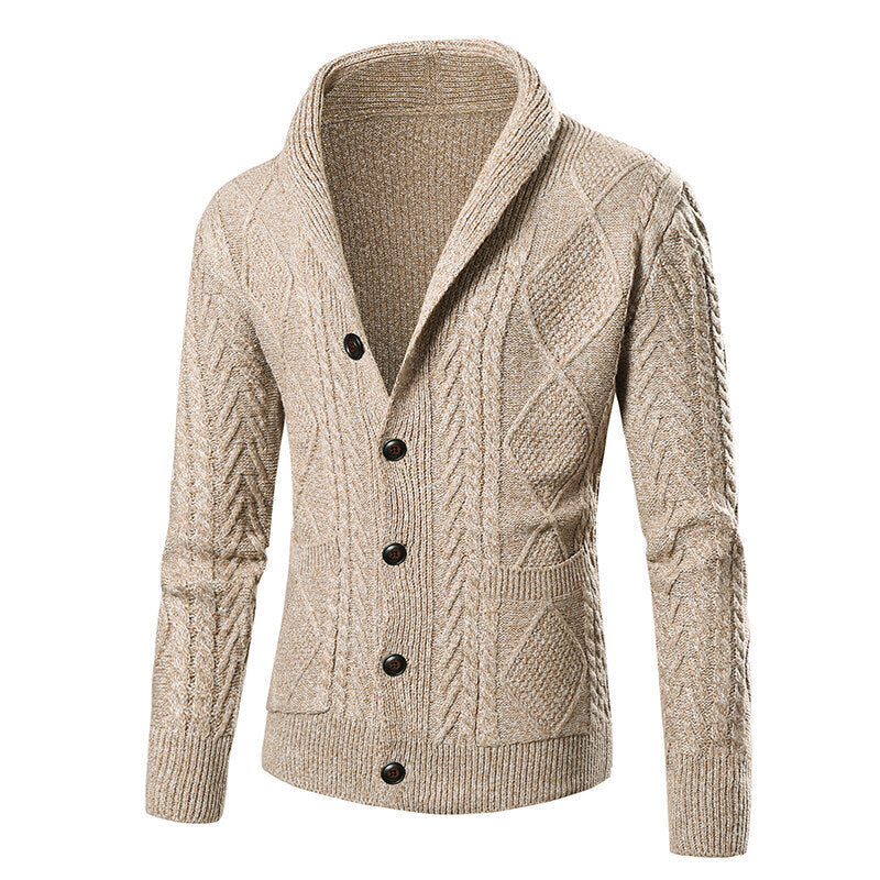 Herren Strickjacke mit modernem Zopfmuster und praktischen Taschen Krohn-e