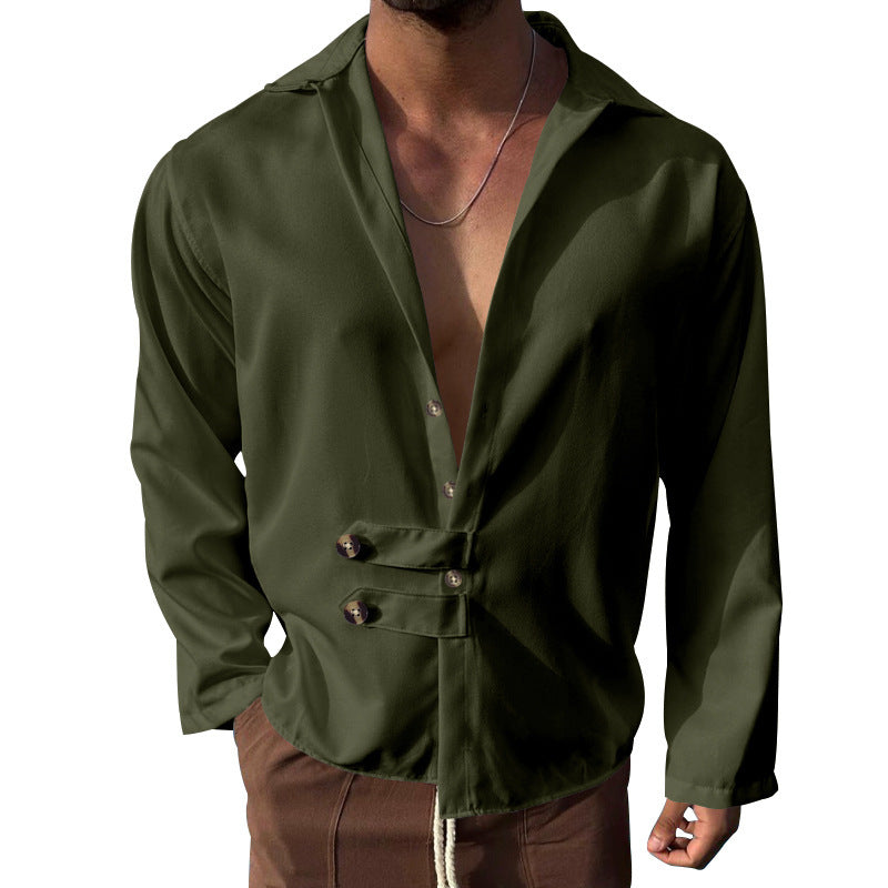 Herren Elegantes Hemd mit innovativem Knopfdesign und tiefem V-Ausschnitt Krohn-e