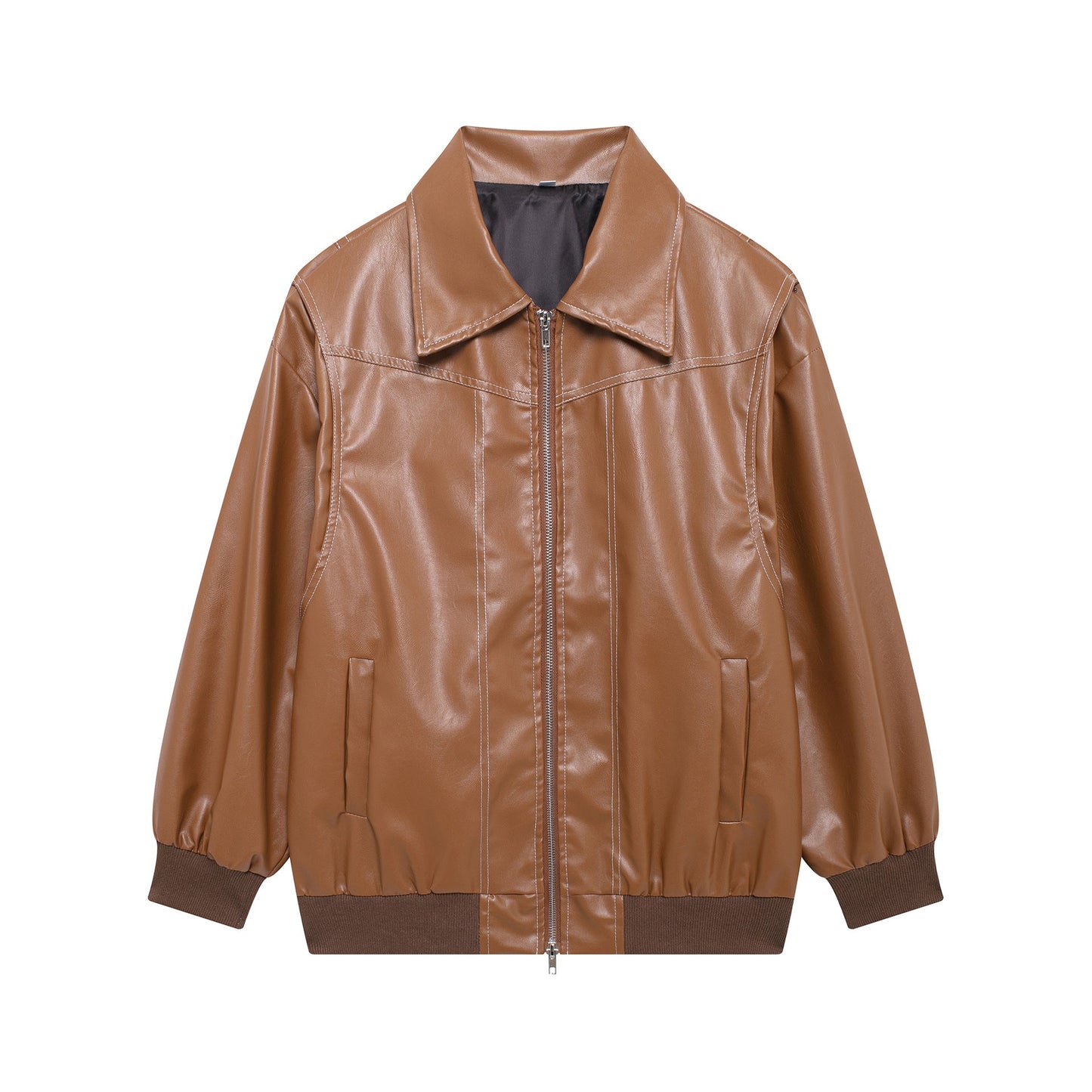 Damen Kunstlederjacke mit lässigem Schnitt und elastischem Saum Krohn-e