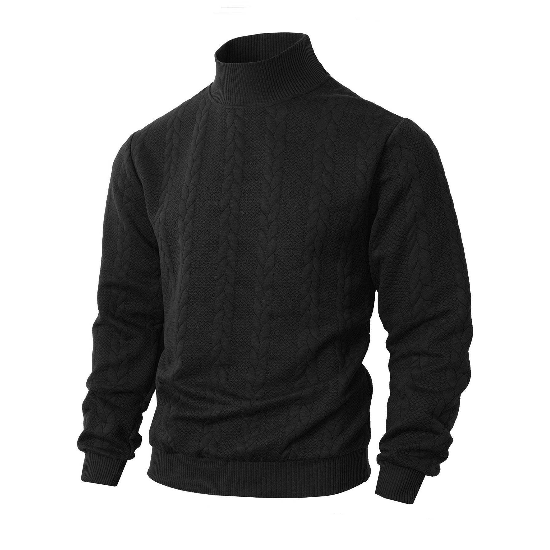 Herren modischer Strickpullover mit hohem Kragen und Zopfmuster Krohn-e