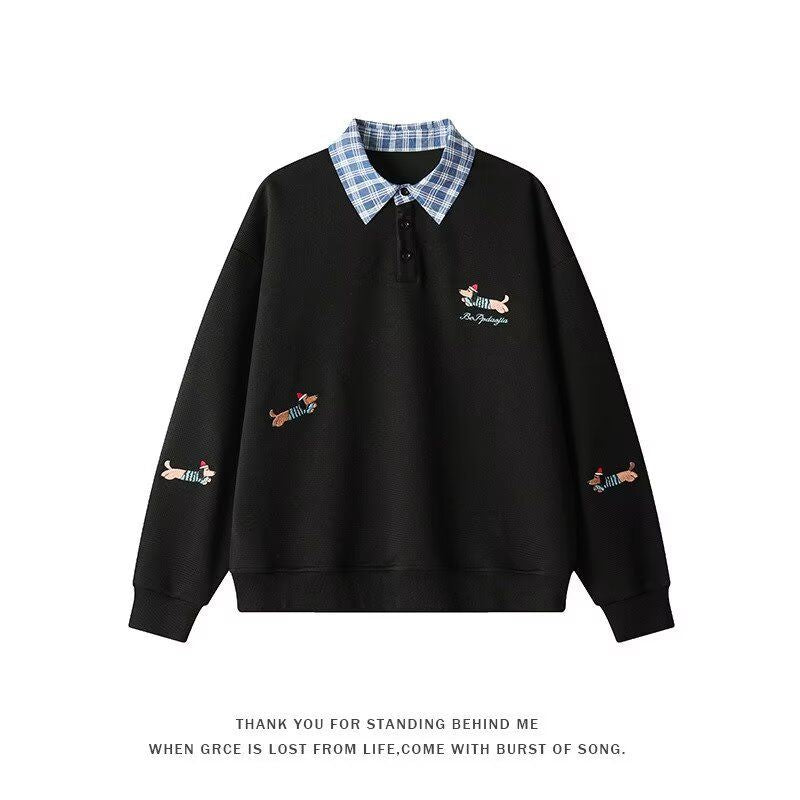 Damen Pullover mit stilvollem Karomuster und tierischem Motiv Krohn-e