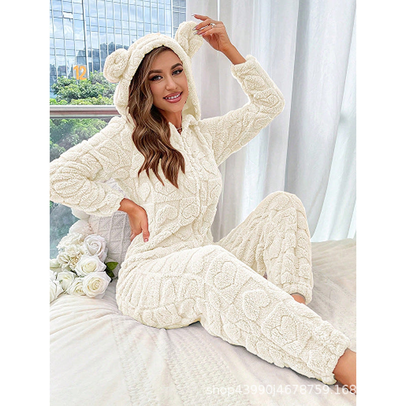 Damen Gemütlicher Fleece-Overall mit Kapuze Krohn-e