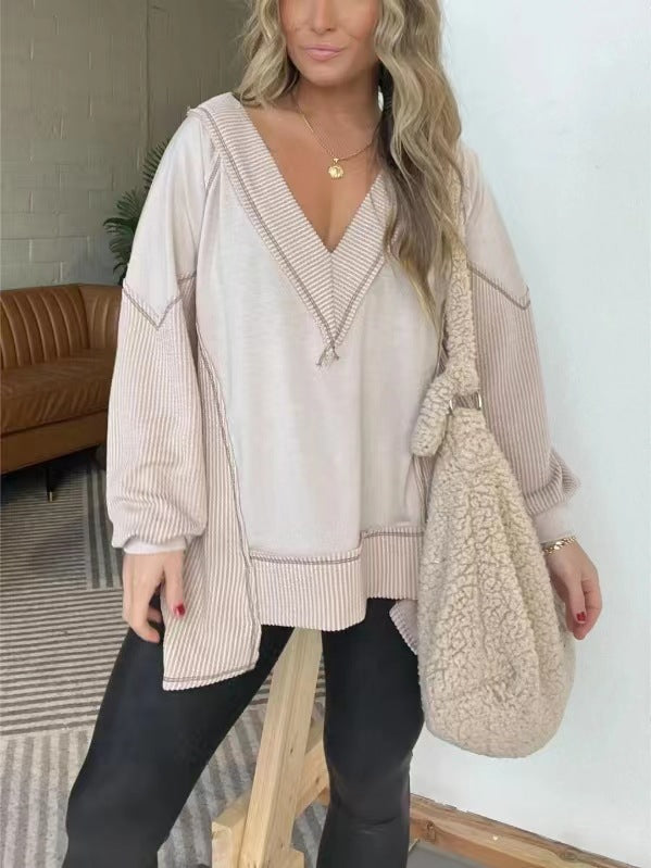 Damen Lässiger Pullover mit halbarm und V-Ausschnitt Krohn-e