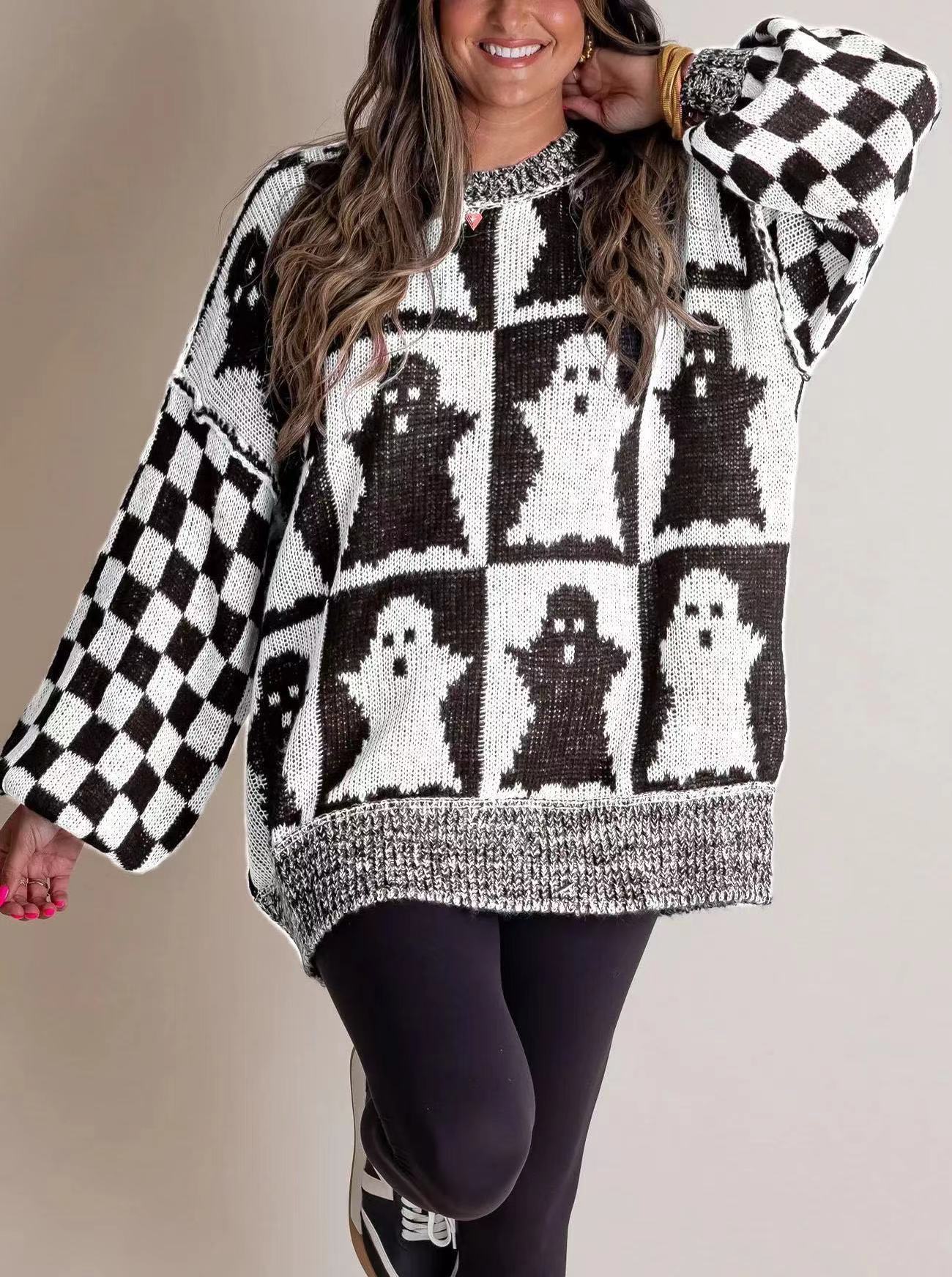 Damen Großer, gemütlicher Strickpullover mit Geisterdesign Krohn-e