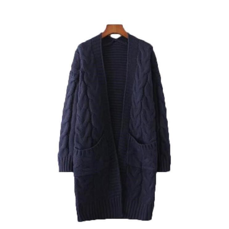 Damen Strickjacke mit grobem Zopfmuster und Taschen Krohn-e