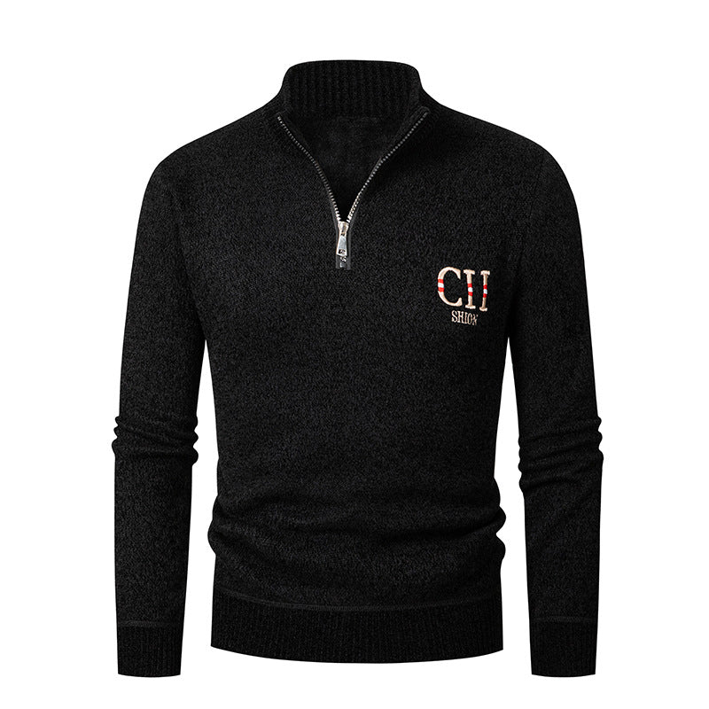 Herren stylischer Strickpullover mit Stehkragen und Reißverschluss Krohn-e