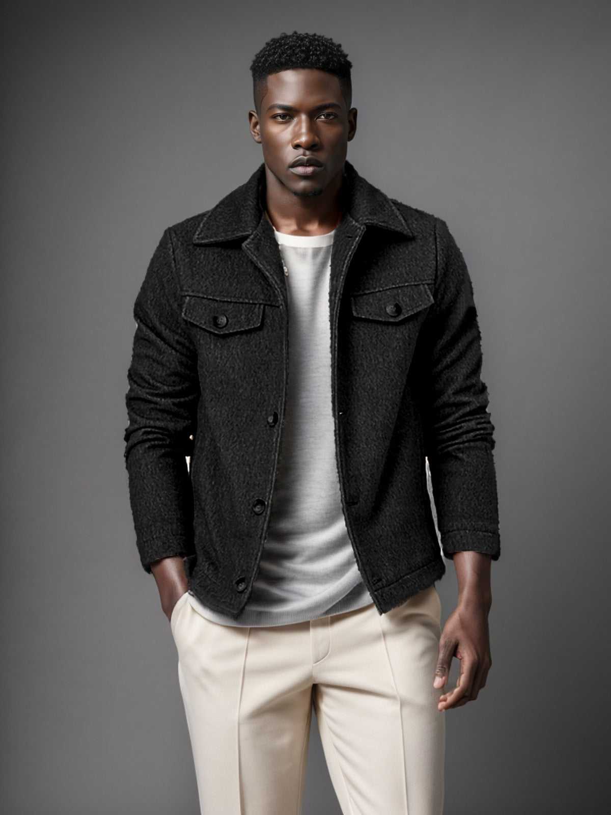 Herren Trendige Boucle-Jacke Krohn-e