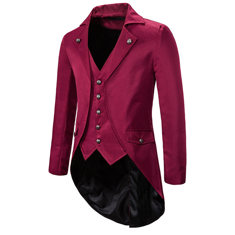 Herren eleganter Steampunk-Sakko mit asymmetrischem Schnitt und edlen Details Krohn-e