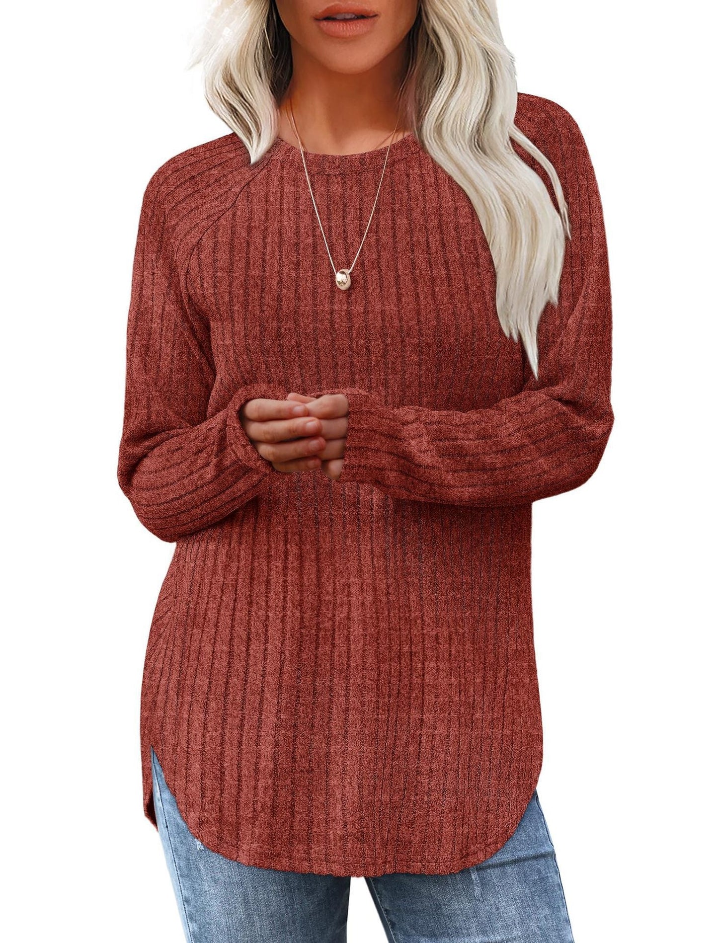 Damen weicher und lässiger Strickpullover mit Rippenmuster Krohn-e