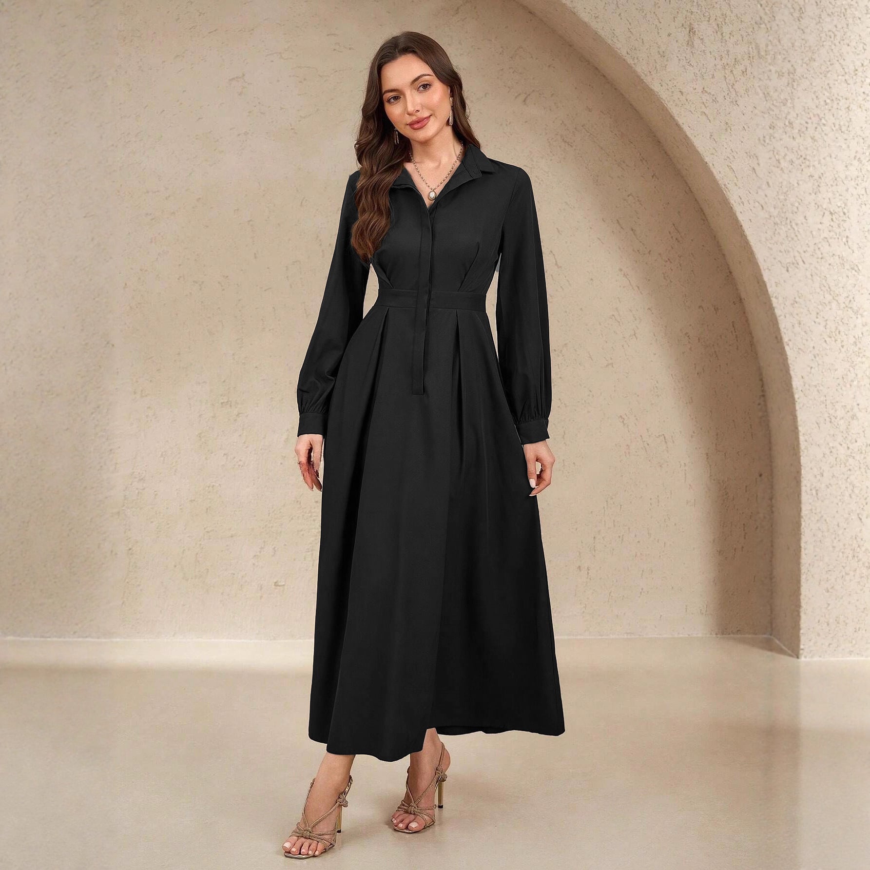 Damen Elegantes Hemdblusenkleid mit schwingendem Rock und praktischen Taschen Krohn-e