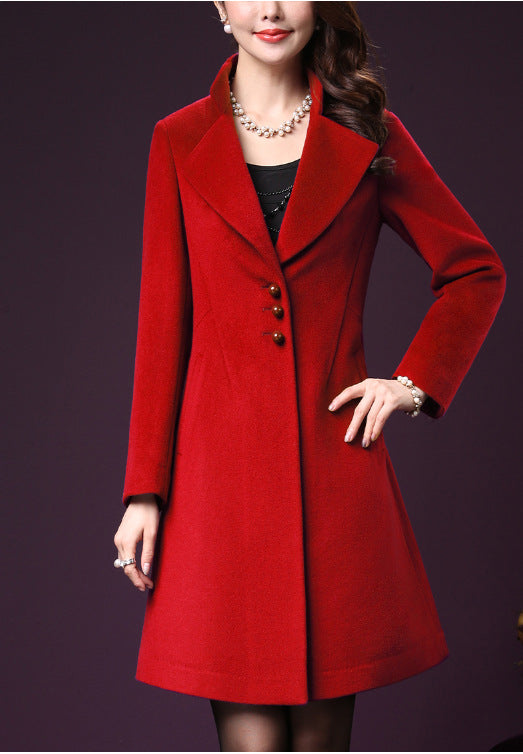 Damen klassischer, taillierter Wollmantel mit elegantem Revers Krohn-e