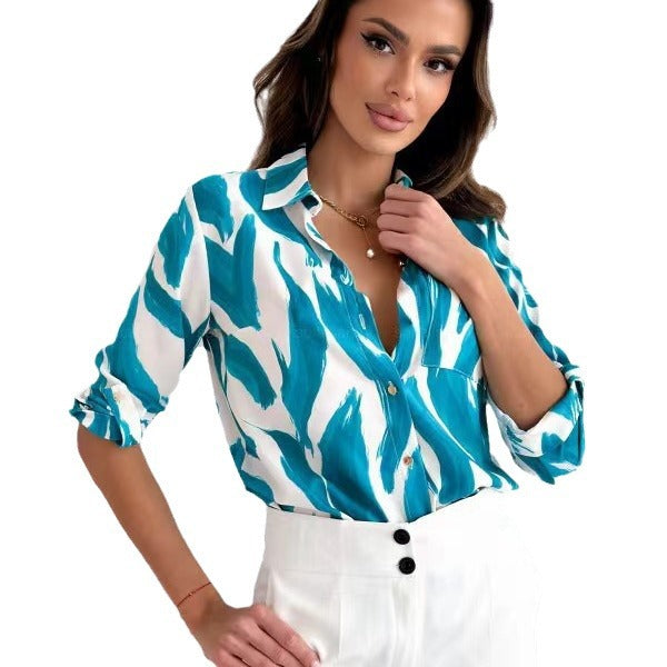 Damen Bluse mit floralen Akzenten und lässigem Schnitt Krohn-e
