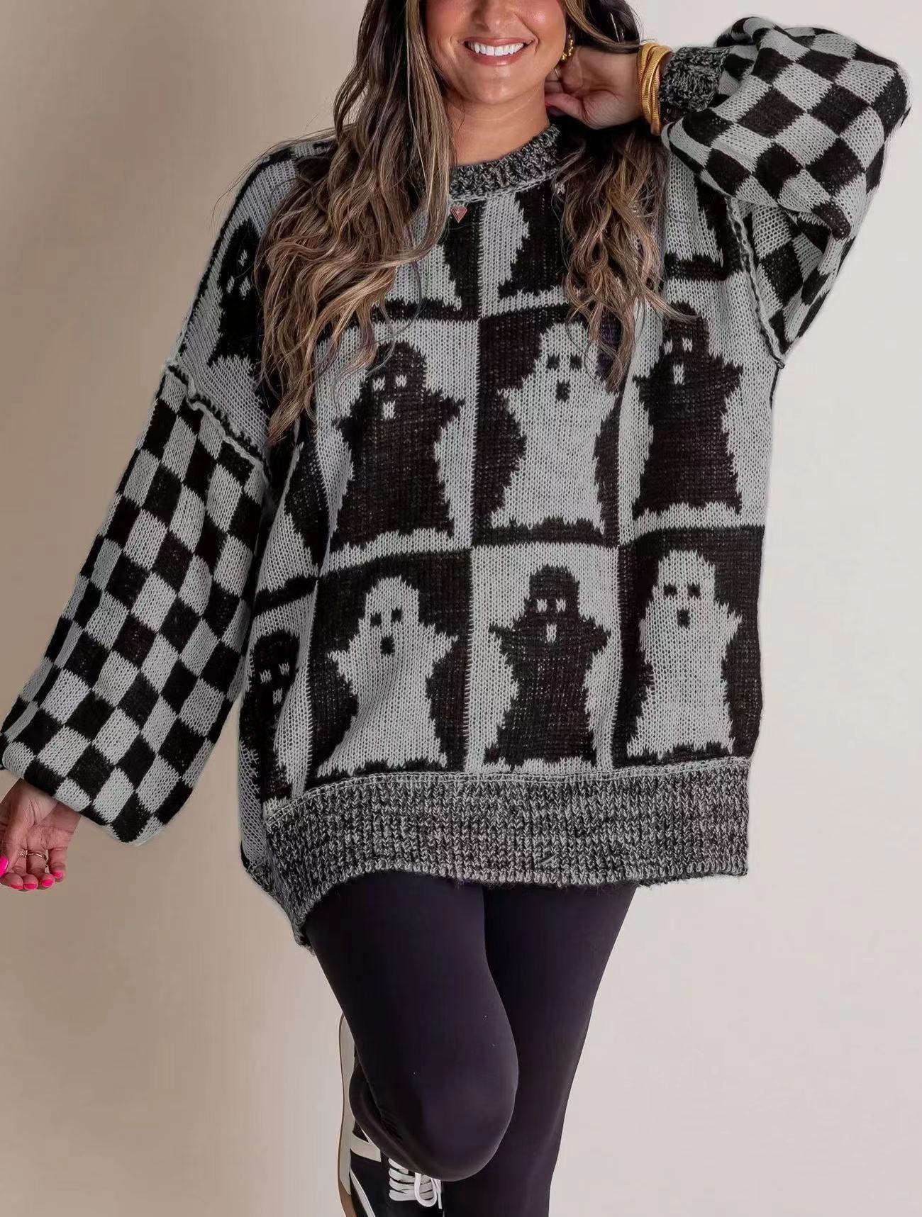 Damen Großer, gemütlicher Strickpullover mit Geisterdesign Krohn-e