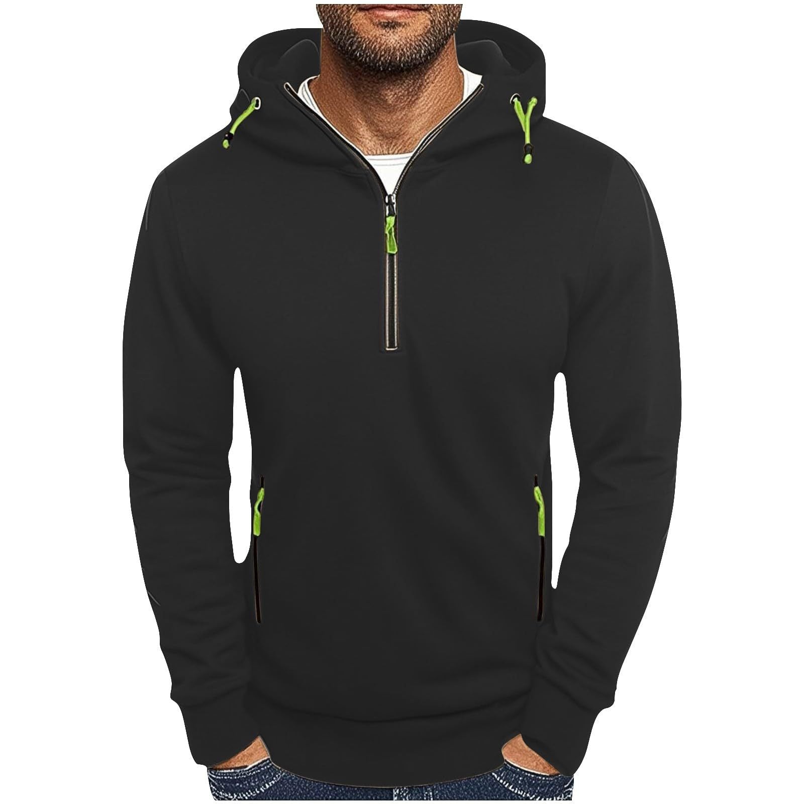 Herren modischer Kapuzenpullover mit zwei Taschen und halbem Reißverschluss Krohn-e