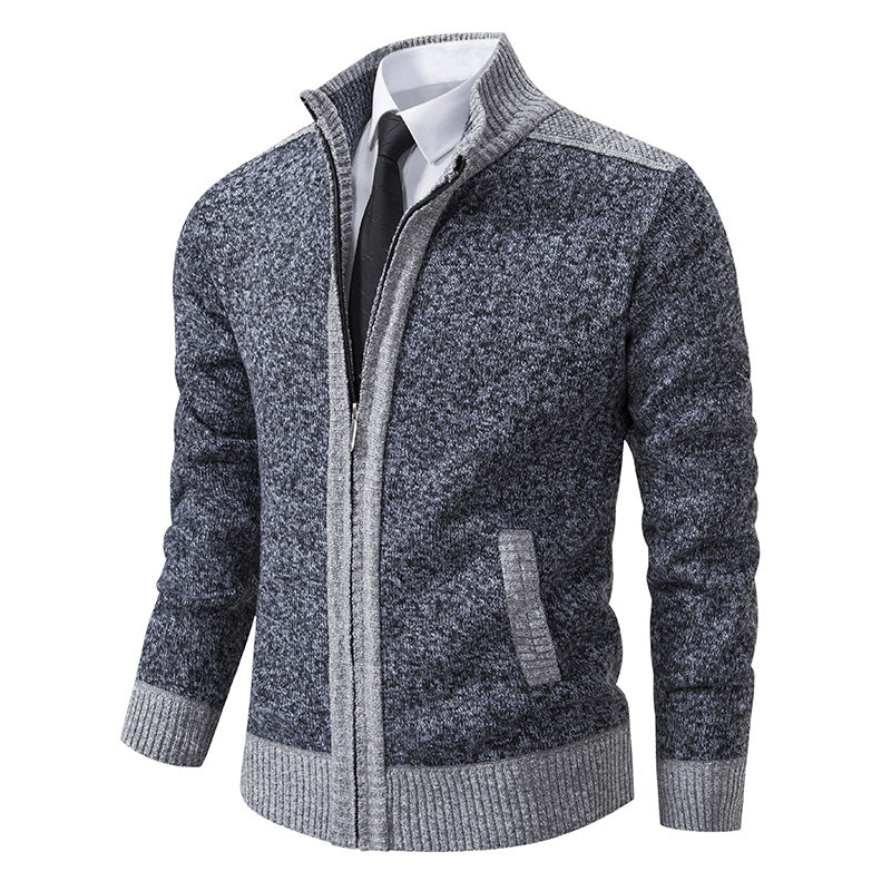 Herren gesteppte Strickjacke mit hohem Kragen und praktischen Taschen Krohn-e