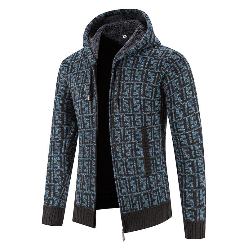 Herren Hochwertige Strickjacke mit modernem Muster und Kapuze Krohn-e