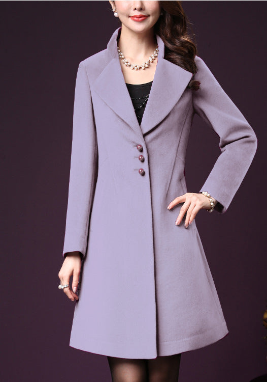 Damen klassischer, taillierter Wollmantel mit elegantem Revers Krohn-e