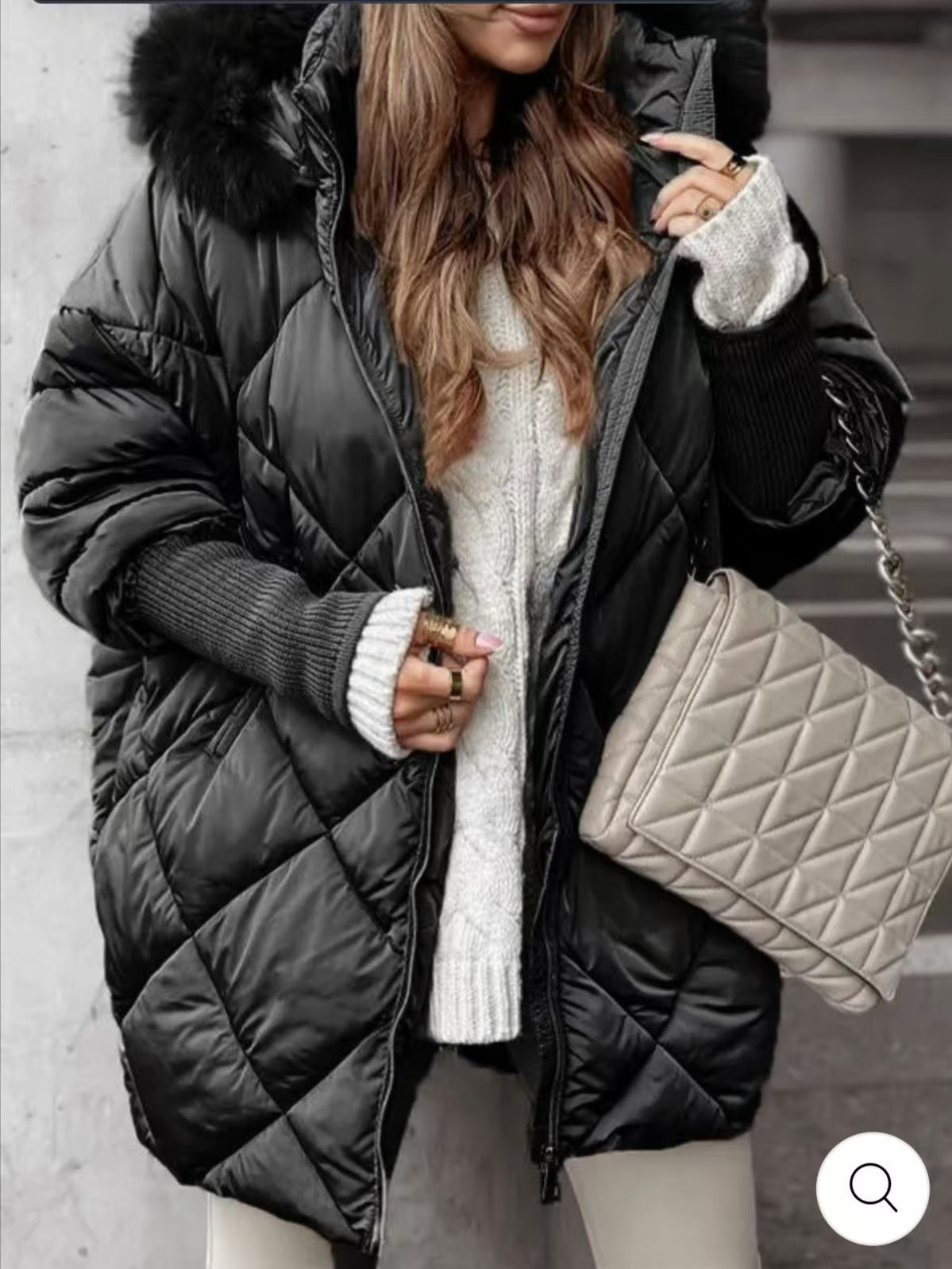 Damen gestepptes Winterparka mit abnehmbarer Kapuze Krohn-e