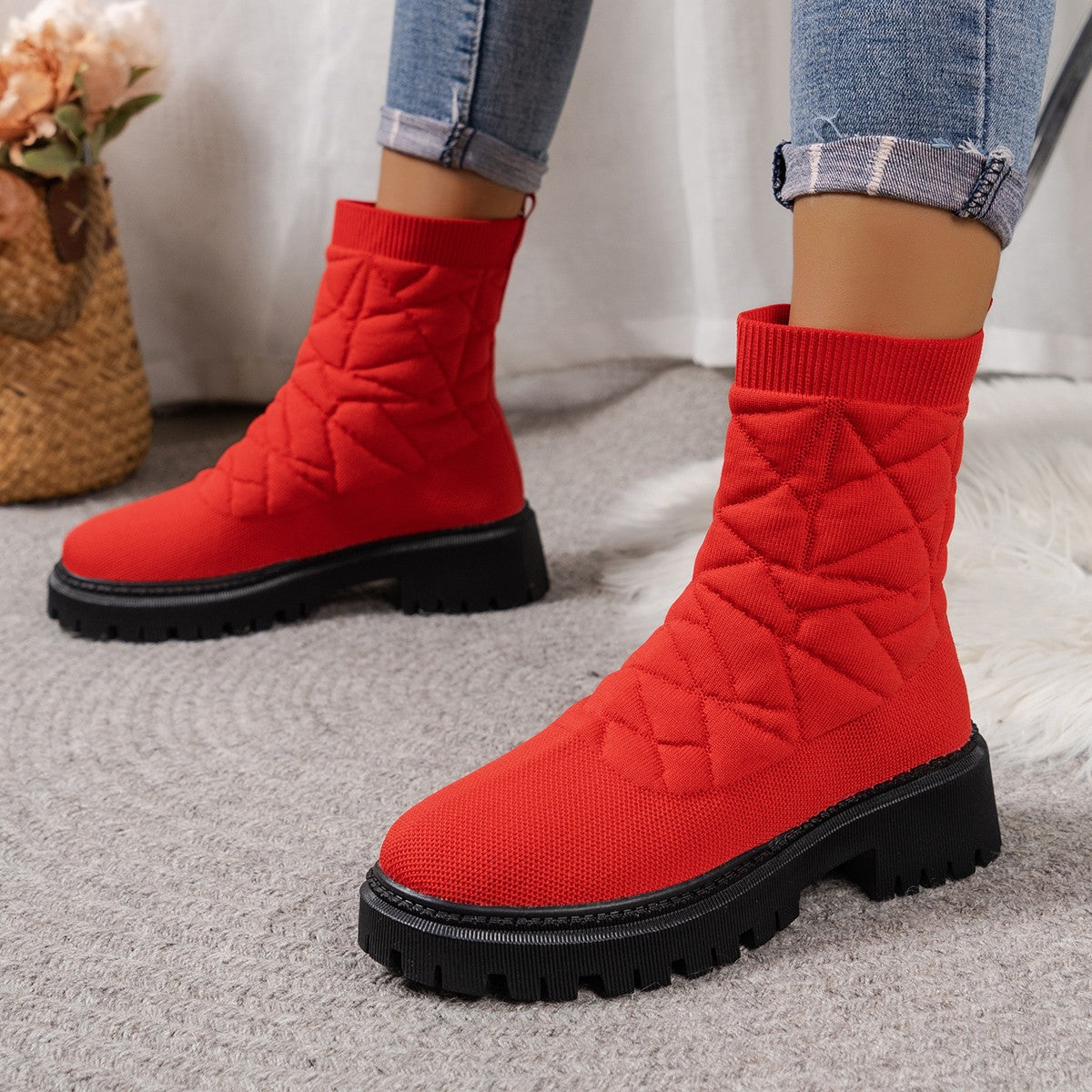 Damen Modische Stiefel mit strukturiertem Obermaterial und rutschfester Profilsohle Krohn-e