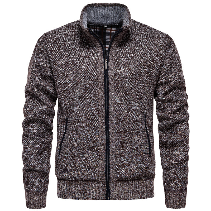 Herren stylischer Strickjacke mit hohem Kragen und praktischen Taschen Krohn-e