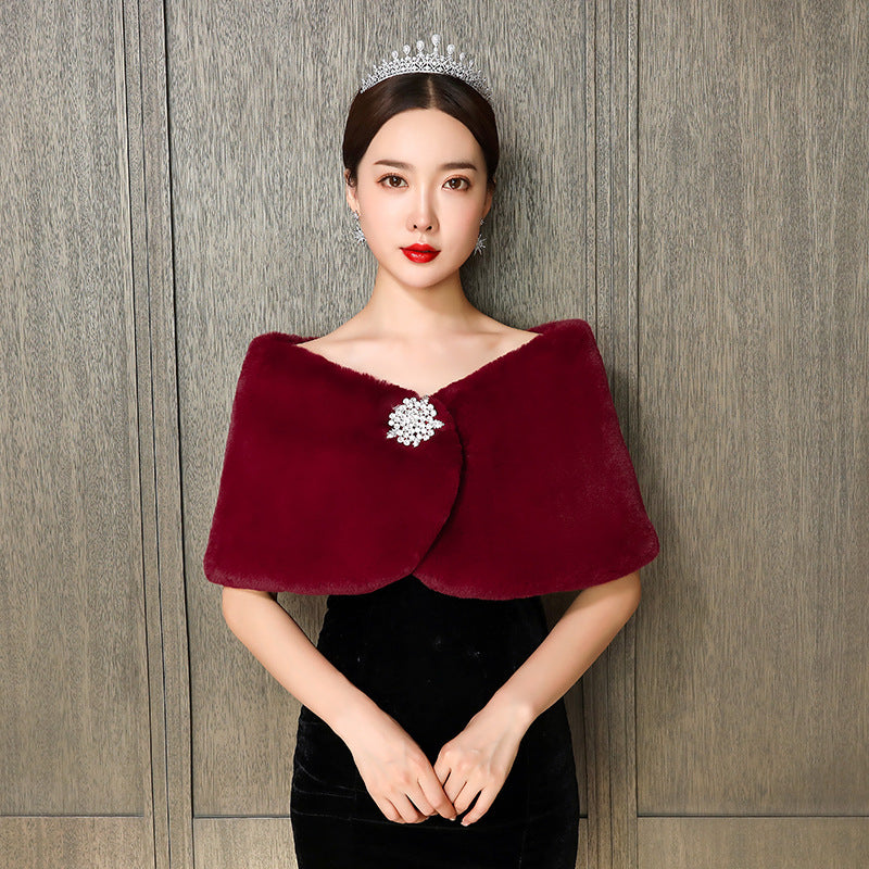Damen eleganter und luxuriöser Umhang aus Kunstpelz Krohn-e