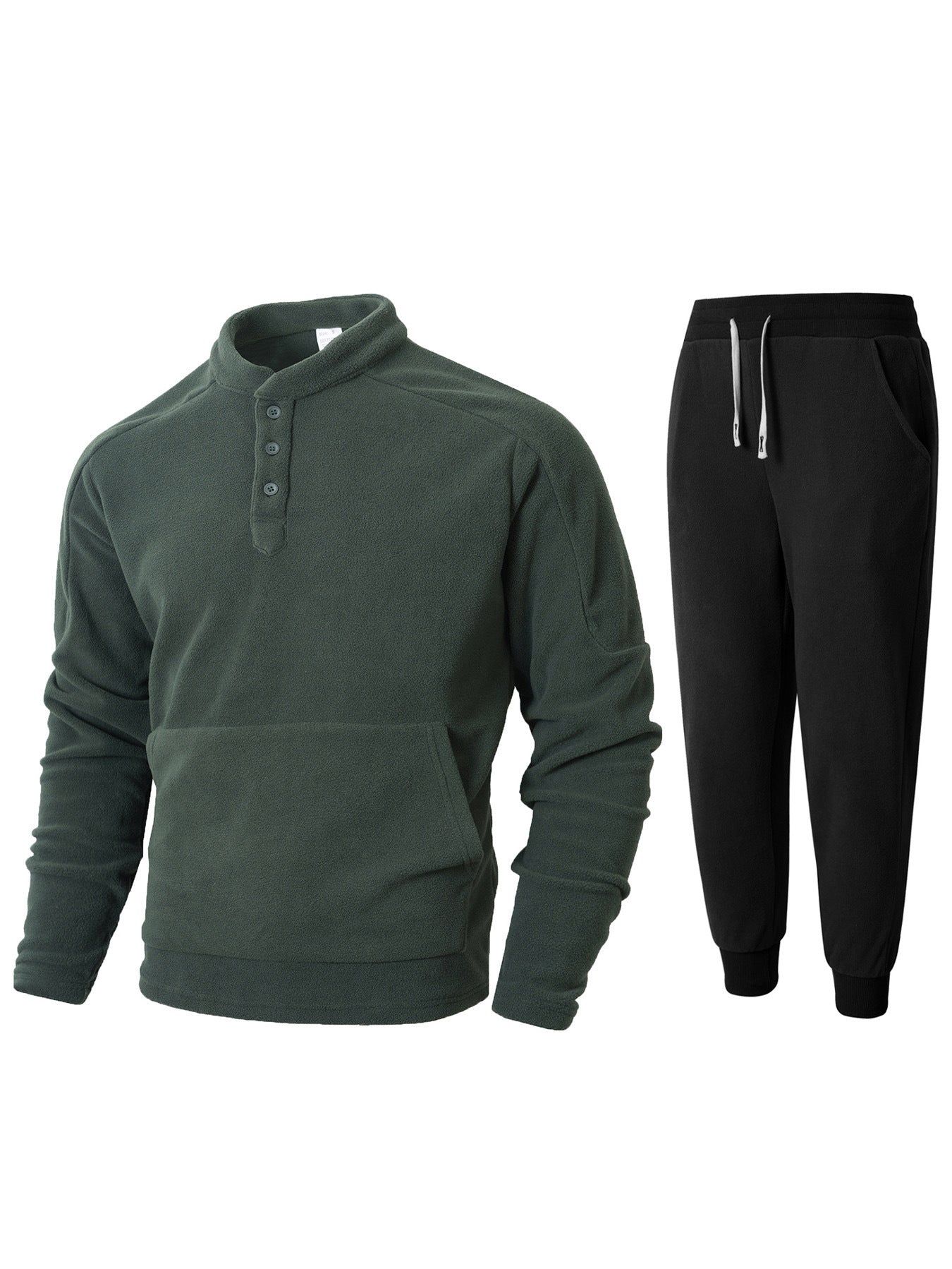 Herren kuscheliges Fleece- Trainingsanzug-Set mit Knopfleiste und praktischen Taschen Krohn-e